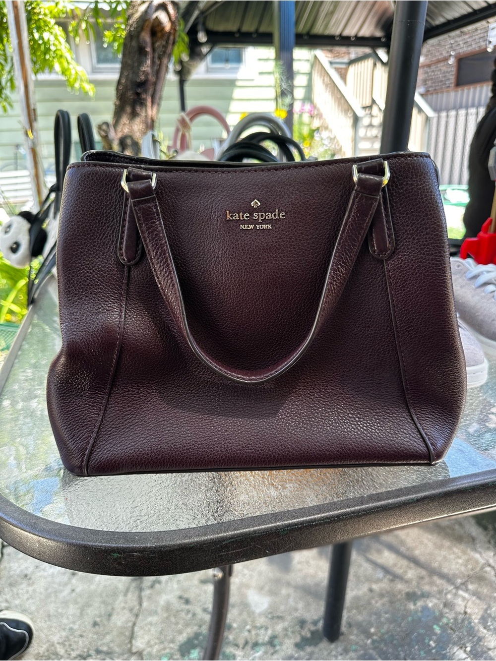 kate spade Pebbled Leather Tote in Plum